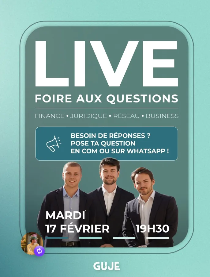 Annonce d'un live foire aux questions du GUJE